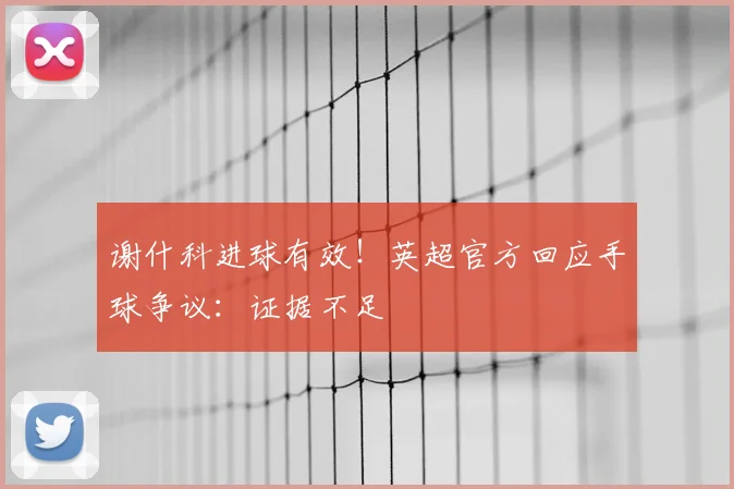 谢什科进球有效！英超官方回应手球争议：证据不足